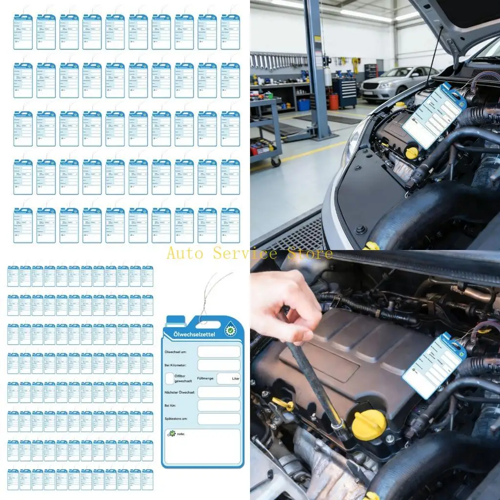 

462A Oil Maintenance Labels With Reinforced Wires Double-Sided Hanging Oil Change Reminder For Auto Care
