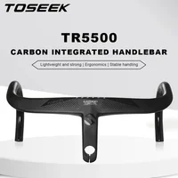 TOSEEK TR5500 bicicleta de carretera completa T800 vástago de fibra de carbono manillar integrado ultraligero 28,6mm con soporte para ordenador de bicicleta