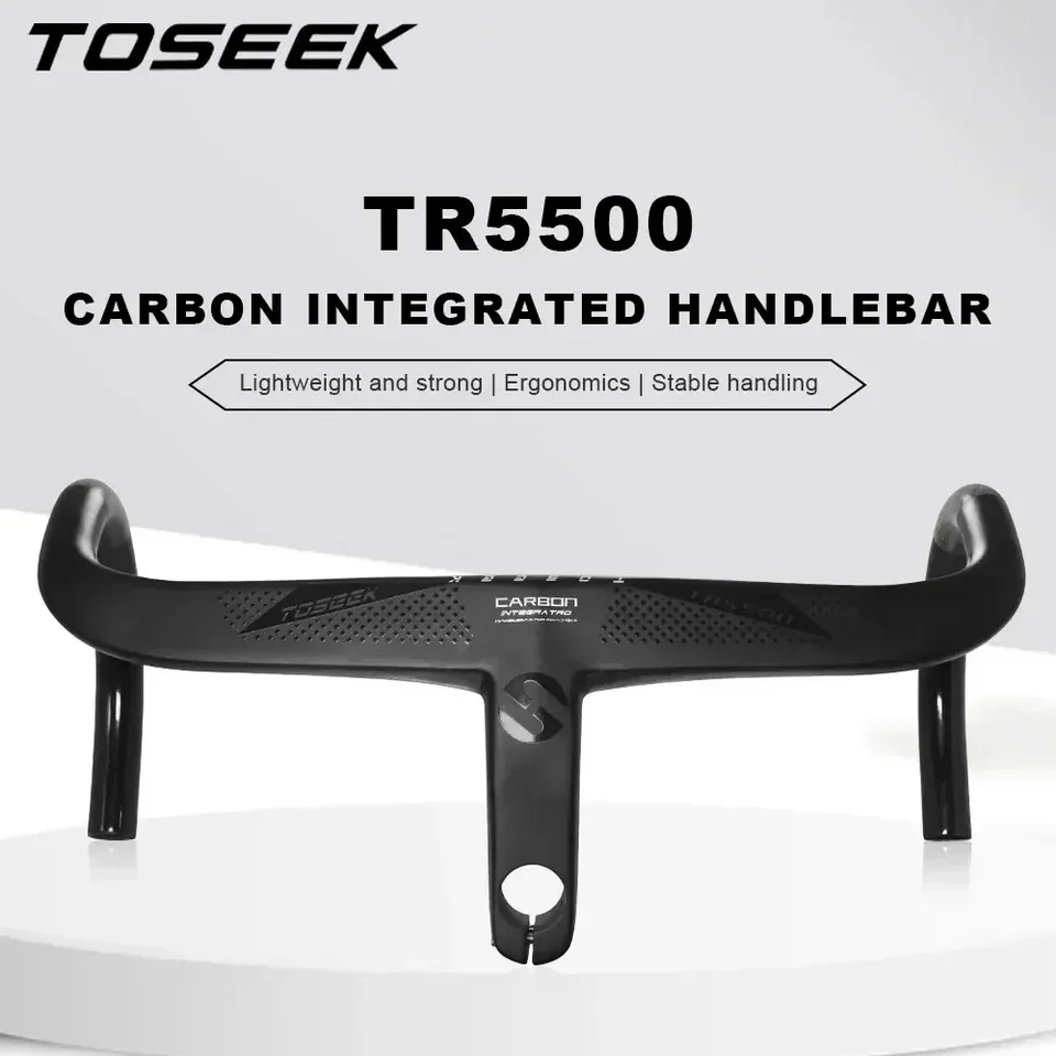 Toseek ステム一体型ハンドル カーボン C-C 380㎜ TR5500 TOSEEK TR5500 ロードバイク フルカーボンファイバーステム 一体型