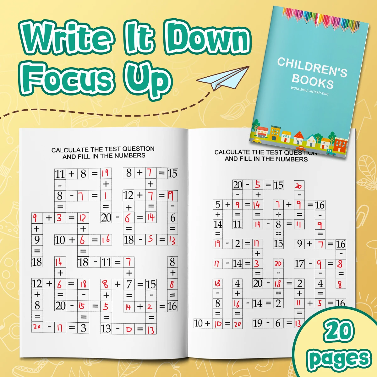Children Math Arithmetic Practice Workbook, Fun Math Drills & Number Exercises, Boost Calculation Skills for Elementary Students