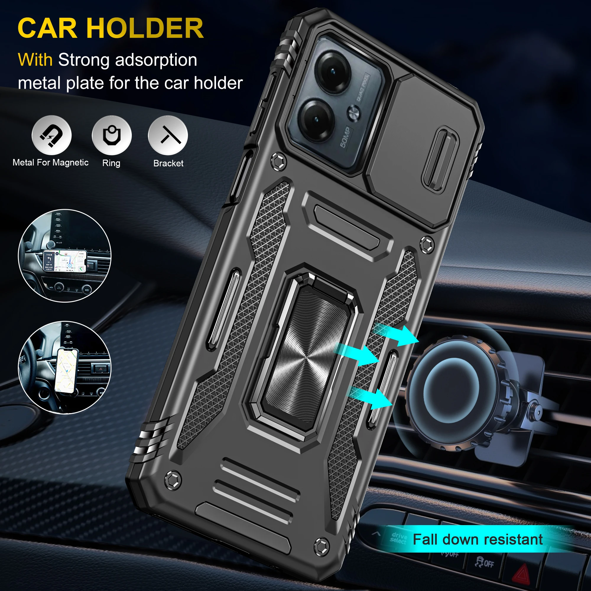 Heavy-duty Armored 2-in-1 Fall-proof Case MOTOROLA E22 E13 G13 G22 G32 G42 G53 G73 G14 G54 Edge40 Neo Ring Stand Phone Case