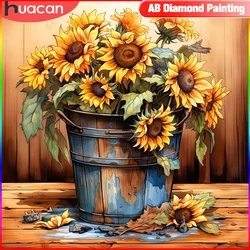 HUACAN Diamond Painting Cross Stitch Flower Picture Rhinestones Mosaic Sunflowers New 2024 Home Decoration Gift