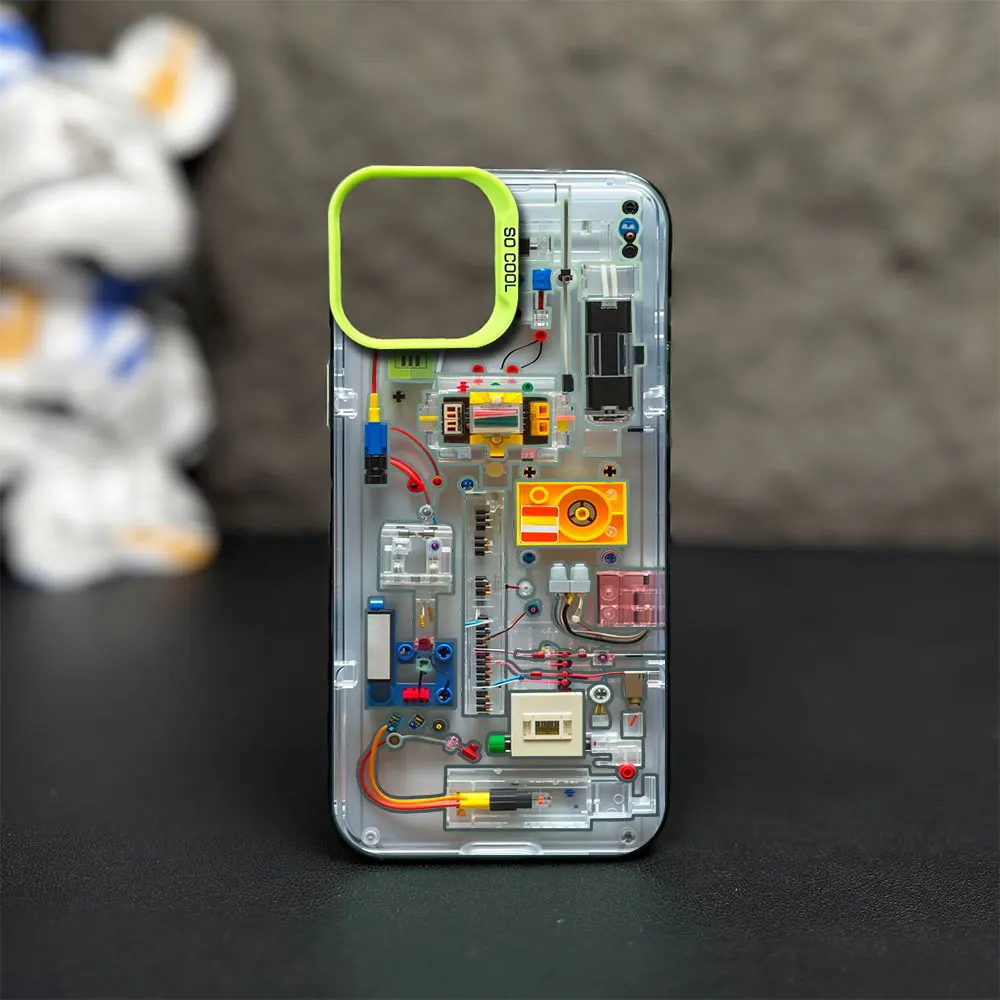 Creative Circuit Cartoon Bricks Printstream Phone Case for iPhone 12 11 13 IMD 14 15 16 Max Pro Plus Laser Cover image 2