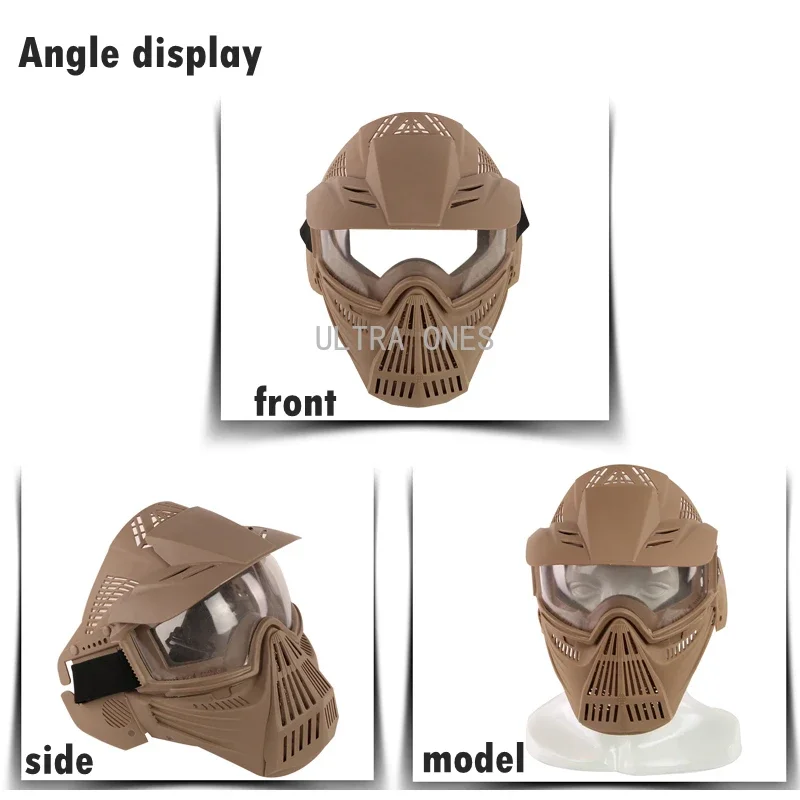 Tactical Mask with Lens Shooting Paintball Training Cs Wargame Full Face Mask Protection Airsoft Combat  Masks Goggles Set