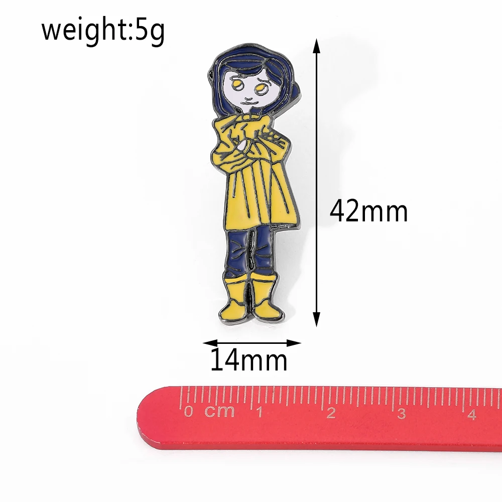 2 Pcs Scary Coraline&the Secret Door Brooch Creative Caroline Enamel Pin Backpack Clothing Jewelry Metal Badge Accessories Festi