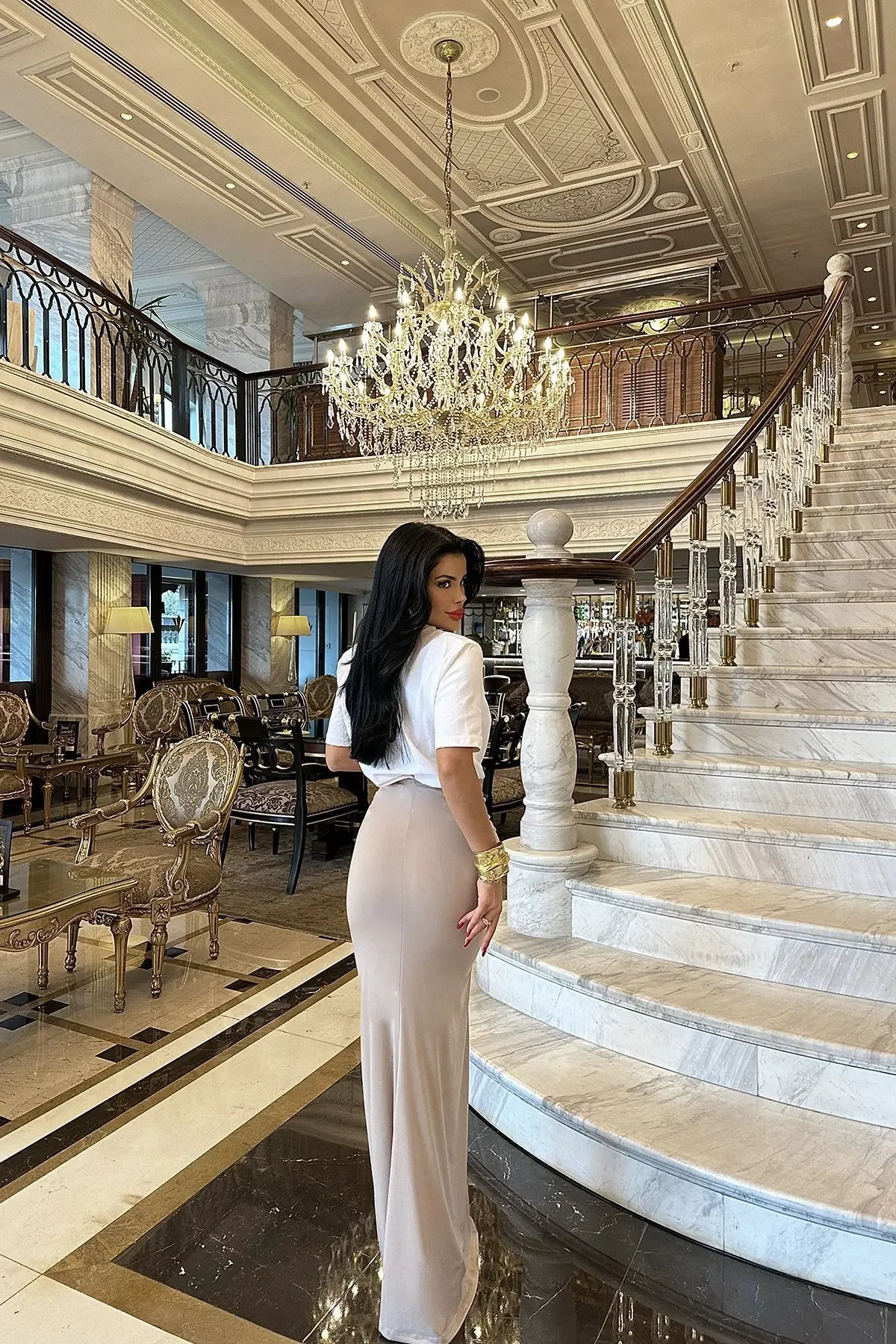 Summer Solid Color Slim-fit Three-dimensional Flower Slit Draped Meat Skirt