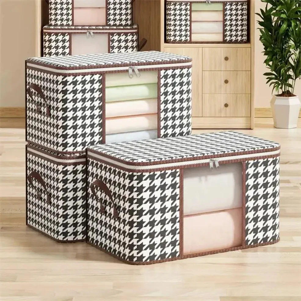 

2pcs Large Clear Foldable Storage Box with Handles And Zipper - Dustproof Clothes Organizer for Home