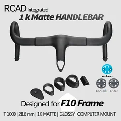 F10 Frame 1K No Logo Integrated Cockpit Road Bicycle Handlebar Full Carbon Fiber Bicycle Fittings Free Computer Mount