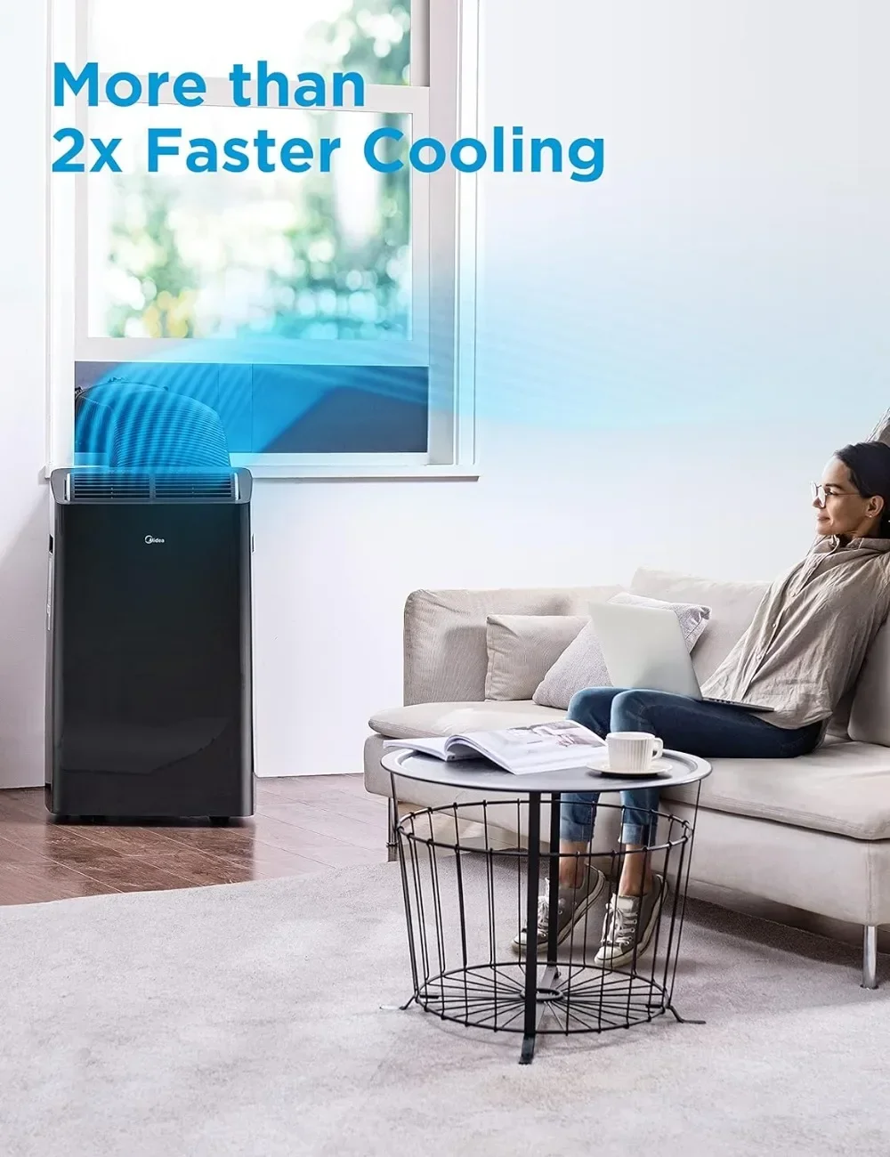 12,000 BTU (10,000 BTU SACC) High Efficiency Inverter Ultra Quiet Portable Air Conditioner Cools up to 450 Sq. Ft. Works