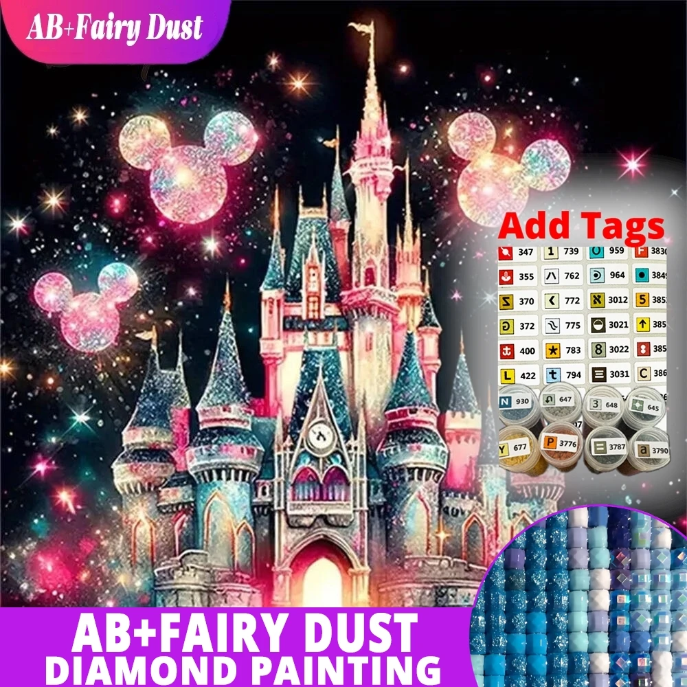 

AB Fairy Dust Disney Новое поступление алмазная живопись замок пейзаж DIY дом Алмазная мозаика мультфильм ремесленный комплект Микки Маус Холдинг