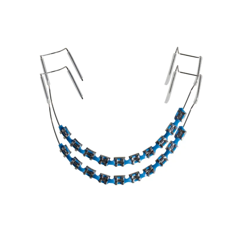 1 Pair of Fashionable Colored Orthodontic Appliances with Metal Wires, Metal Brackets and High-Quality Orthodontic Ligatures