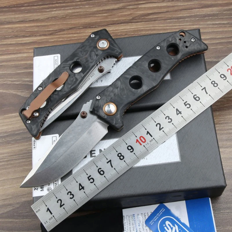 New 273 Mini Carbon Fiber Handle Folding Knife CPM MAGNACUT   Bearing Outdoor Camping Hunting Kitchen Survival EDC Tool Knife