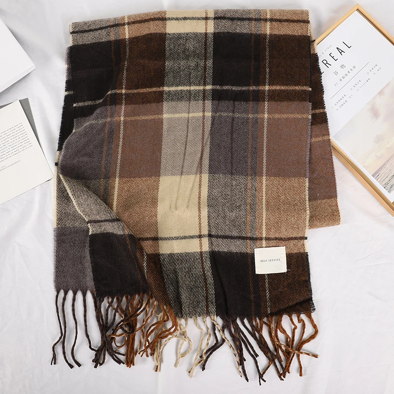 منقوشة الشتاء وشاح المرأة الرقبة رئيس الأوشحة أزياء عارضة الأوشحة الكشمير السيدات شالات ويلتف Bufandas Hombre #2