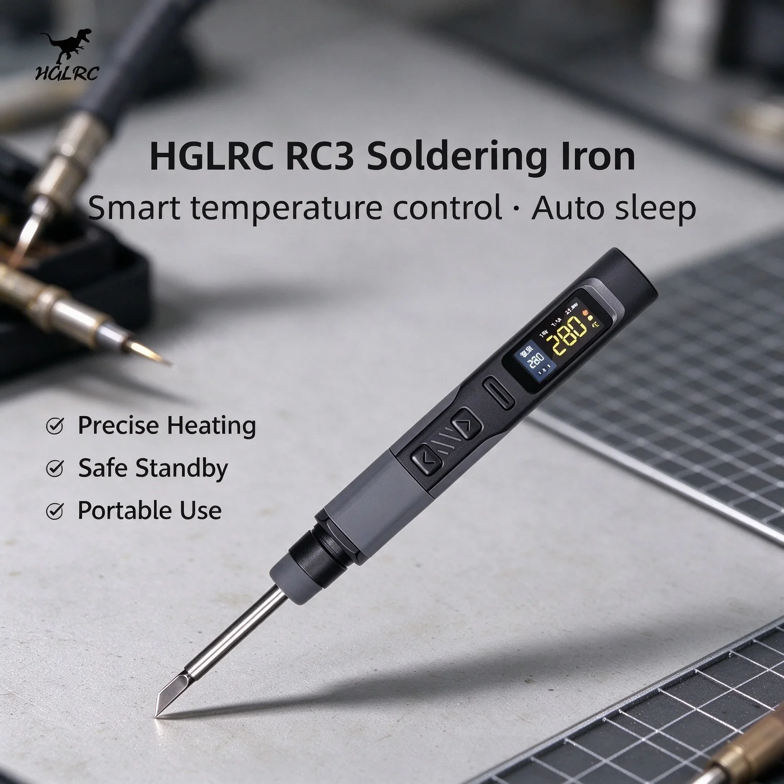 HGLRC RC3 Smart Soldering Iron Portable Adjustable Temperature Electric Solder Welding Tool for FPV Drone