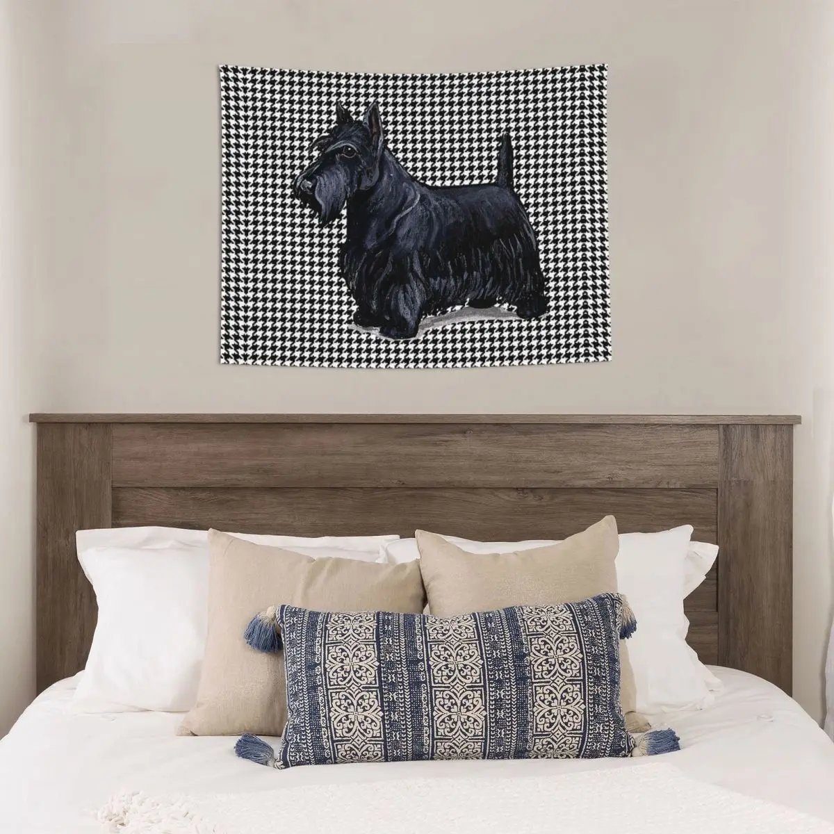 Personalizzato Scottish Terrier pied de poule arazzi per biancheria da letto Pet Scottie Dog Hippie appeso a parete arazzo decorazione della casa