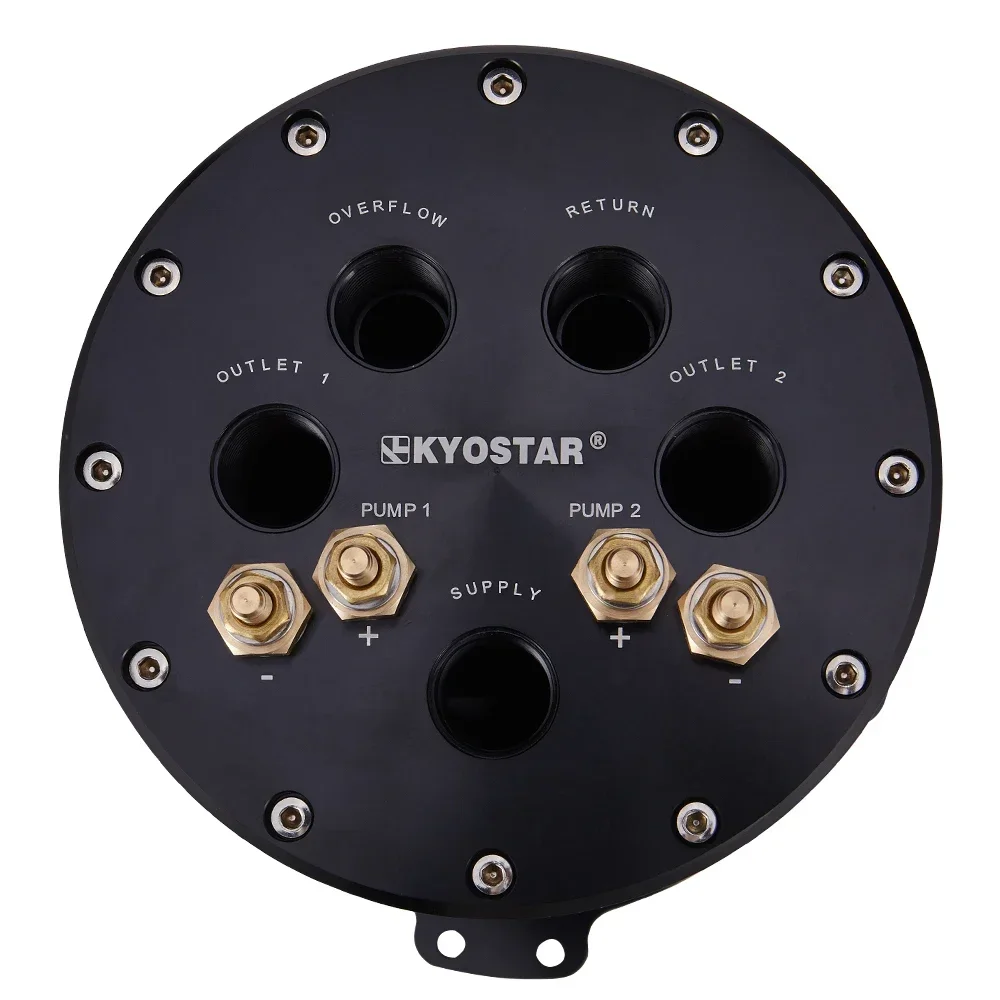 

IN STOCK Kyostar Universal 2.8L Aluminum Fuel Surge tank for 8AN Ports Twin 40 mm Fuel Pumps