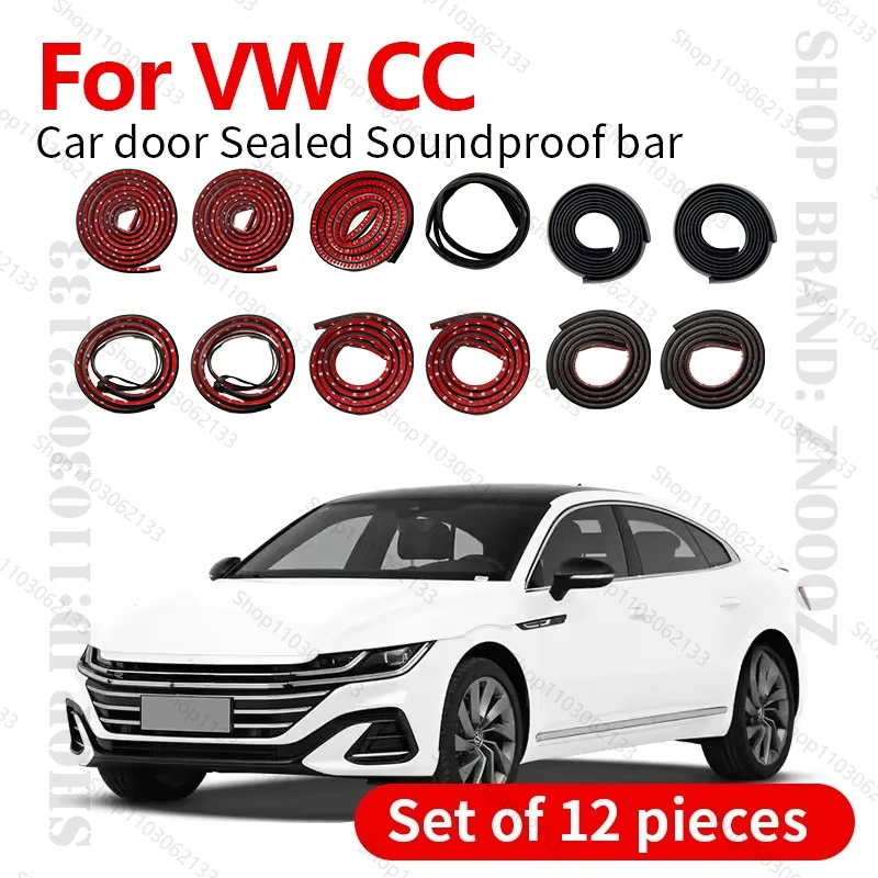 

For VW CC PQ46 MQB EVO Car Door Seal Strip Rubber Double Layer Sealing Protector Soundproof Strip Dustproof Seal Strip 12PCS Set