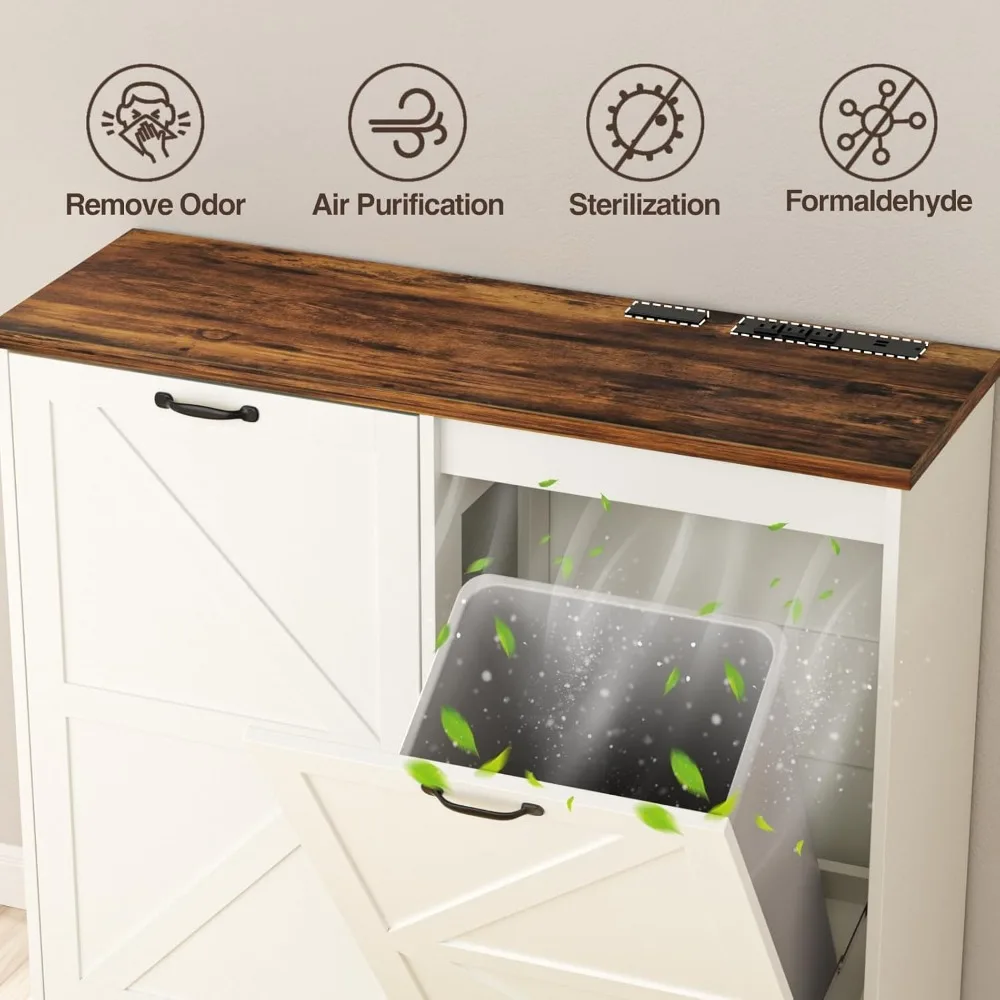 ตู้ขยะไม้สไตล์ฟาร์มเฮาส์แบบเอียงได้สองด้าน พร้อมระบบควบคุมกลิ่น