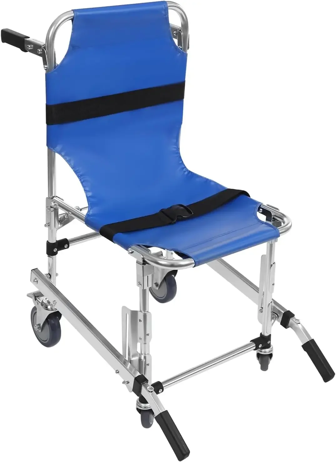 كرسي متحرك محمول قابل للطي للبالغين وكبار السن - كرسي سفر خفيف الوزن وقابل للطي من الألومنيوم - أزرق - Wei