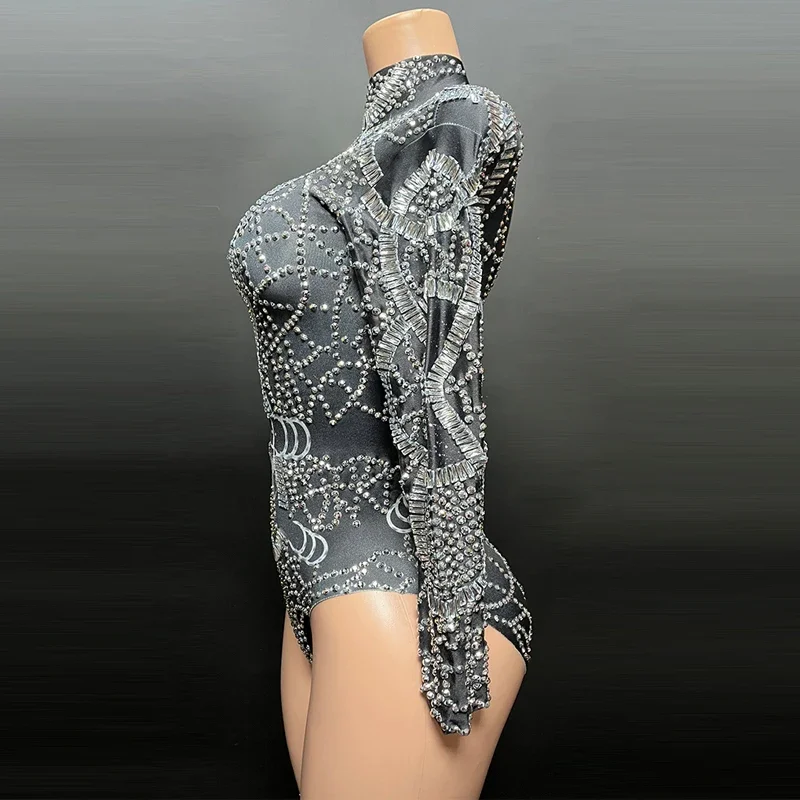 Body z długim rękawem z dżetów Bar klub nocny impreza z DJ-em sceniczny strój festiwalowy damski kostium imprezowy seksowny strój Gogo