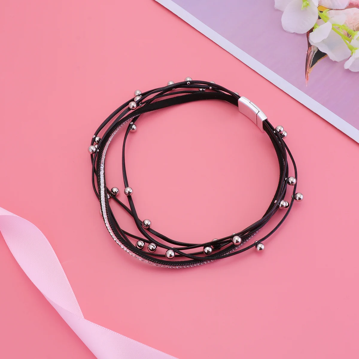 Diamond Bracelet Rhinstone PU Pearl Elegant Wrist Jewelry Bangle Rhinestones