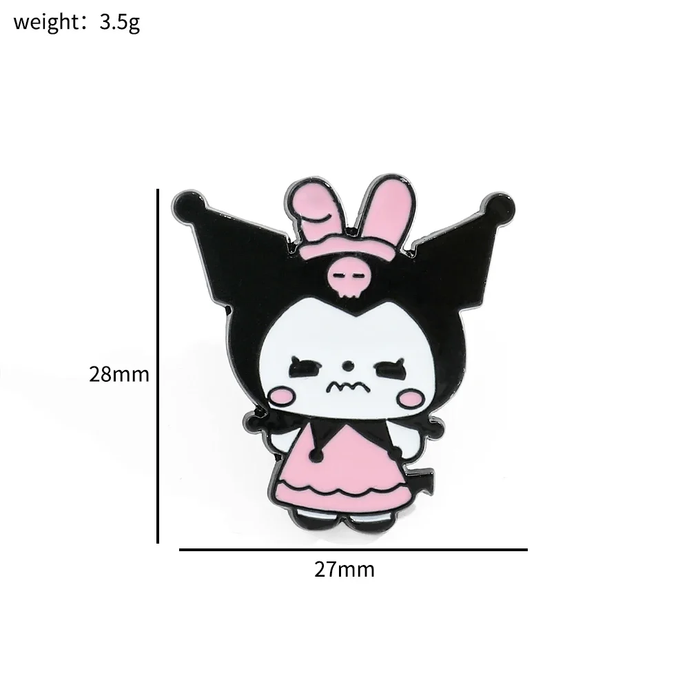 8 Pcs Animal Hello Kitty Brooch  Angry Princess Kulomi Melody Lapel Pin Fashion Cinnamon Metal Badge Backpack Clothing Jewelry