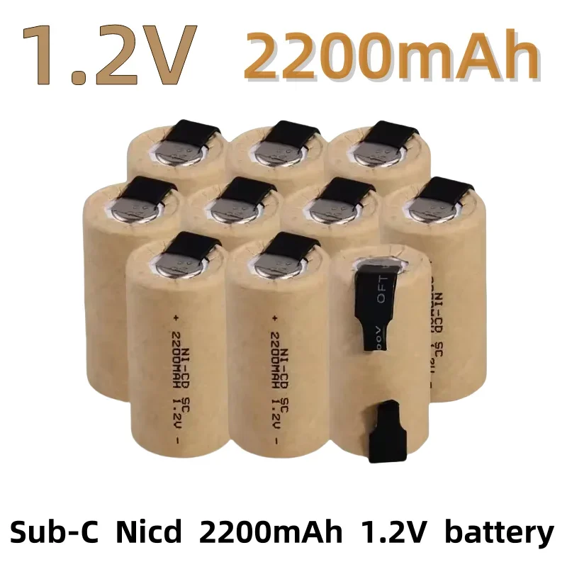 Screwdriver Electric Drill SC Batteries 1.2V 2200mAh Sub C Ni-Cd Rechargeable Battey With Tab Power Tool NiCd SUBC Cells