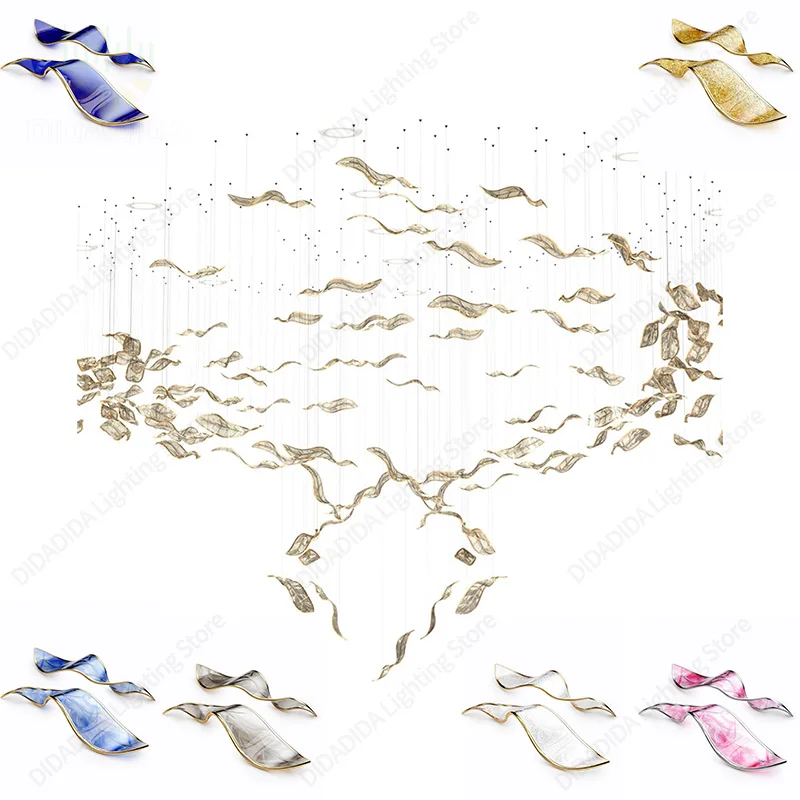 

Скандинавский светодиодный потолочный стеклянный кулон, люстра в зале отеля, украшение дома, подходит для гостиной, виллы, потолочный светильник