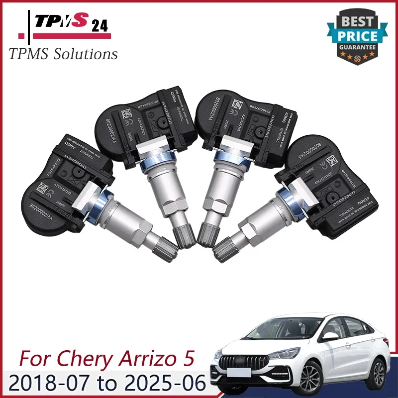 4PCS 433MHZ TPMS Tire Pressure Sensor 802000021AA For Chery Arrizo 5 GT Plus 5e 7 7e 8 EX GX e Fulwin A8 E3 Tiggo 3 3X 3xe 5 5e