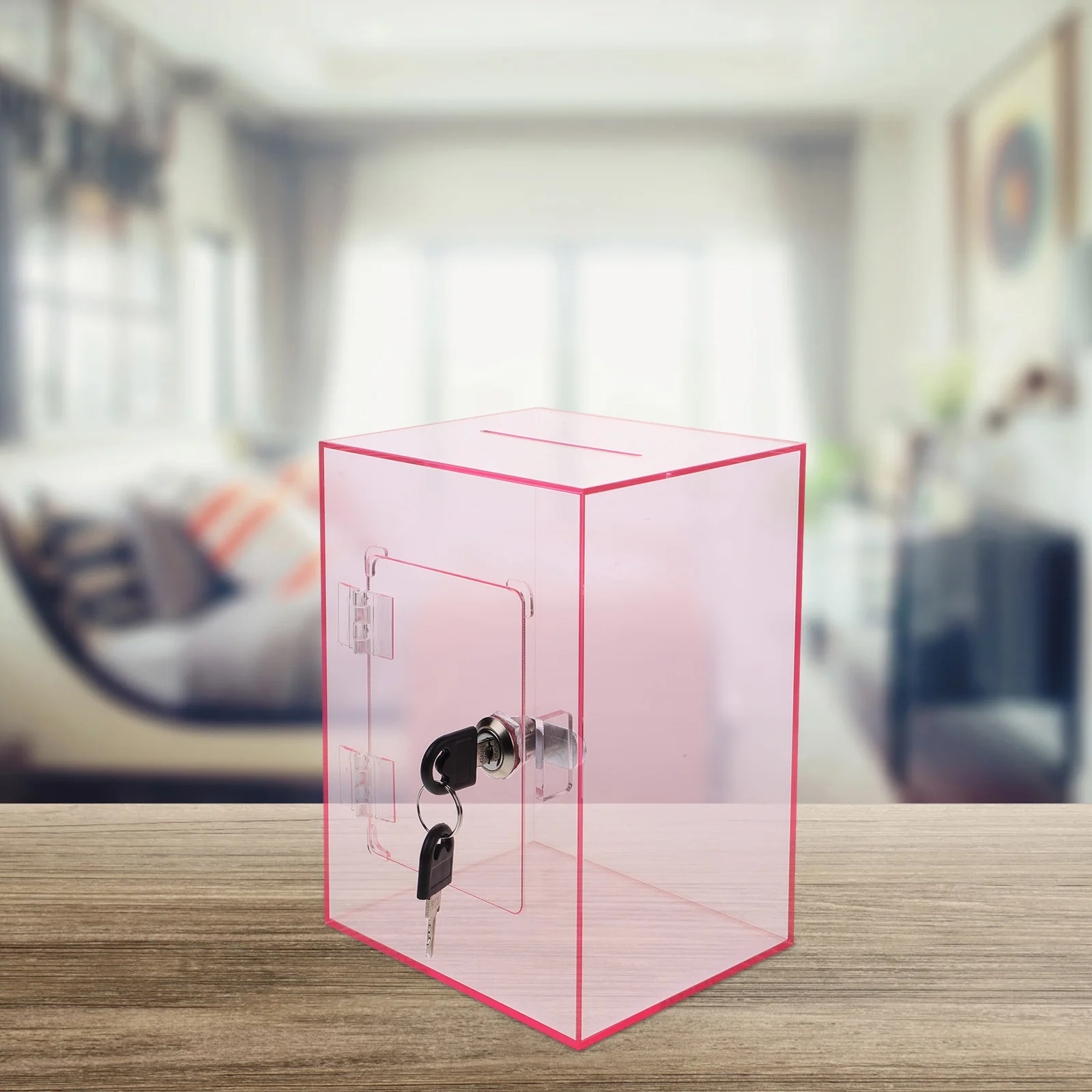 Caja de donación acrílica con cerradura, sugerencia transparente, almacenamiento de boletos, caja de reclamaciones públicas, contenedor de postes de letras