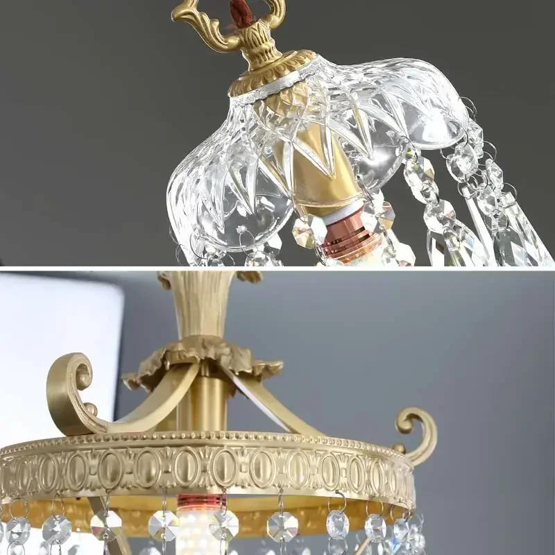 

Nordic Luxury Real Copper LED Chandelier Crystal Lamp Modern Living Room Ceiling Light Fixture for Bedroom Home Decor