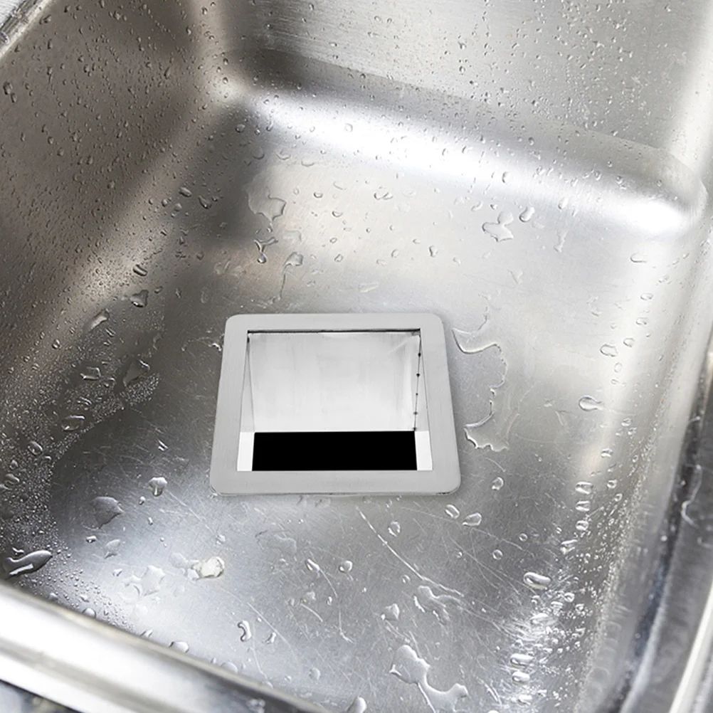 

Stainless Steel Trash Chute Grommet Square Countertop Built-In Waste Chute For Kitchen Office Desktop Drop-In Grommet Compatible