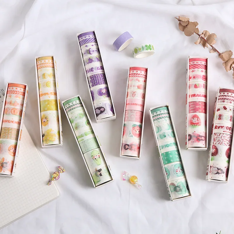 10 Rolls/pack Washi Paper Tape Fruit Diary Series Creative Hand Account Album Diary DIY Decoration Stickers