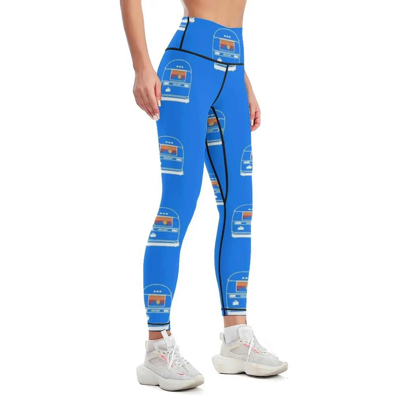 1970's Retro Vintage Argosy Camper Sunset in Mountains Leggings workout shorts sportswear for gym trousers Womens Leggings