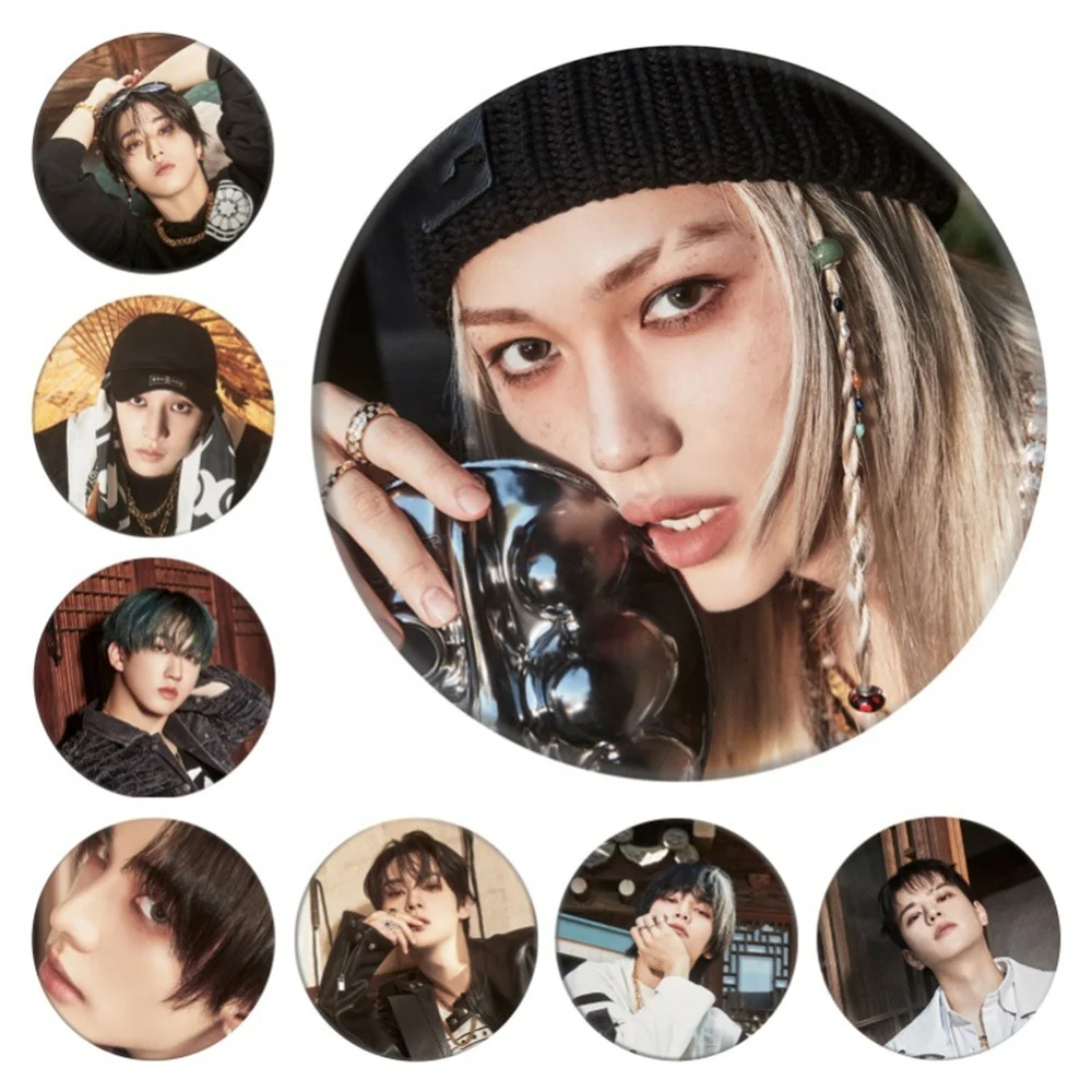 KPOP Felix Hyunjin Bangchan Album HOP Badge GIANT Round Tinplate Brooch Pin Bag Accessories Leeknow Han I.N Changbin Fans Gift