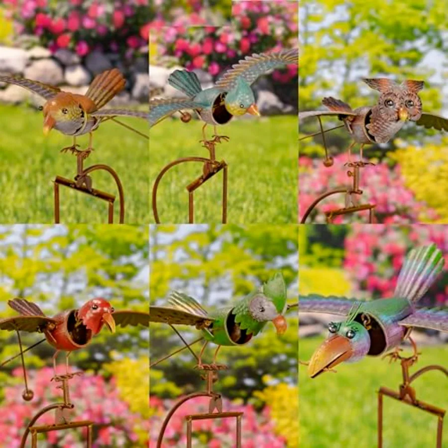 

Металлические садовые декоративные фигурки птиц, 53 дюйма высотой, красочные, ручной росписи, с пружинным механизмом движения