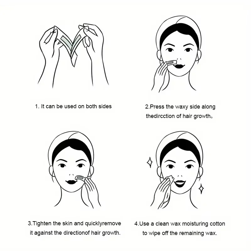 Easy Hair Removal Wax Paper - 10pcs Pack, Ready-to-Use for Face & Body, Smooth Skin for Weeks, Long-Lasting, All Skin Types