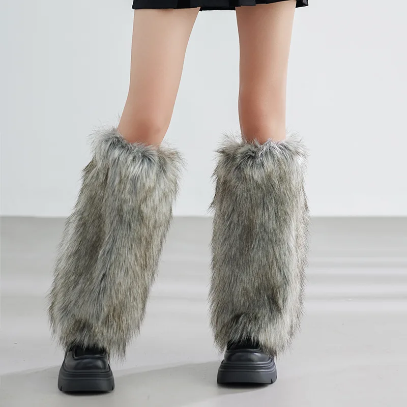 Furry Cosplay Socks Women Multi Colors Faux Fur Boot Covers Animal Cosplay Prop Party Performance Leg Funny Costume Accessories