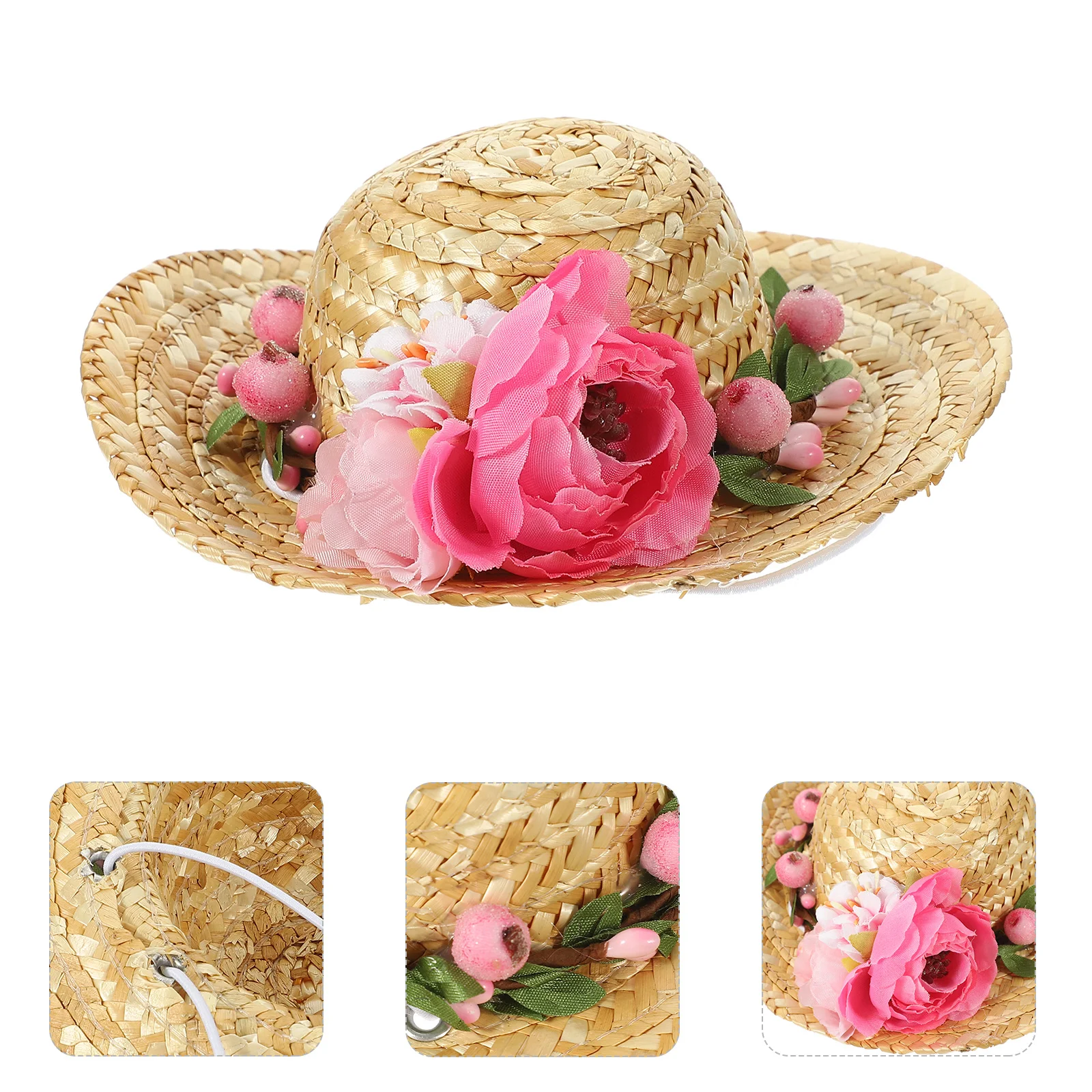 

1pc Pet Dog Straw Hat Sun Hats Daisy Straw Hat Puppy Accecories Hawaii Style (Pink Flower M) pets hat