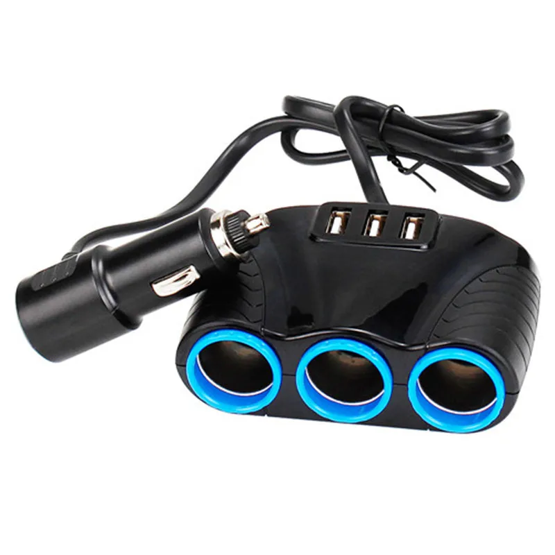 Adaptador de isqueiro do carro, 3 Way Auto Sockets, divisor de alta qualidade, 5V 3.1A Potência de saída, 3 Carregador USB, 120W