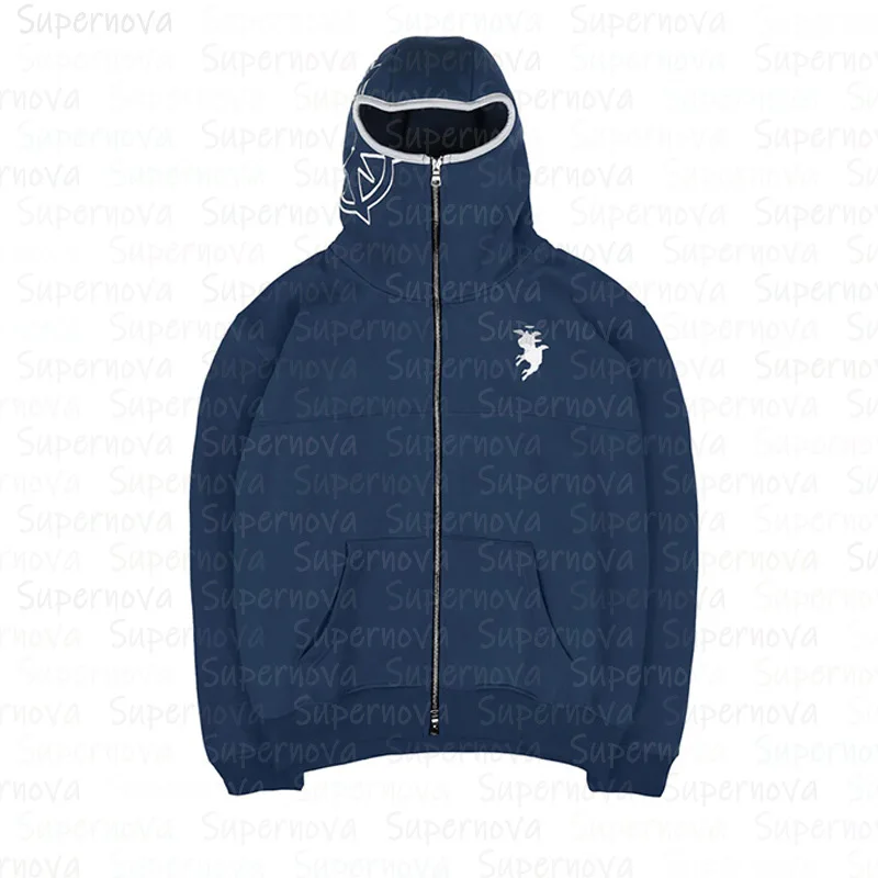 Men\'s clothing Zip Up Hoodie Vintage Casual Pattern Oversize Hip Hop Punk Streetwear Clothing new in hoodies & sweatshirts 