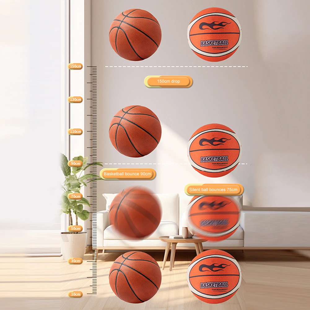 

21/24 CM Silent Basketball Bouncing Mute Training Ball Sponge Elastic Little Leather Ball Non-deforming For Indoor Training