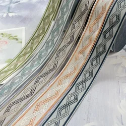 5 yards/lots Woven Jacquard Ribbon Ethnic lace Quadrilateral geometric For Curtain Garment accessories LS-2245 width 3 cm