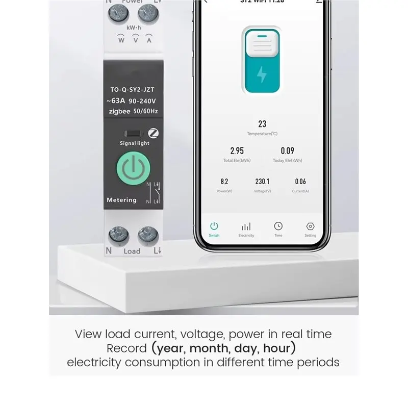 PORK-Remote Control Switch Wifi/Zigbee MCB Smart Circuit Breaker Over Current Under Voltage Protection Power Metering 1-63A