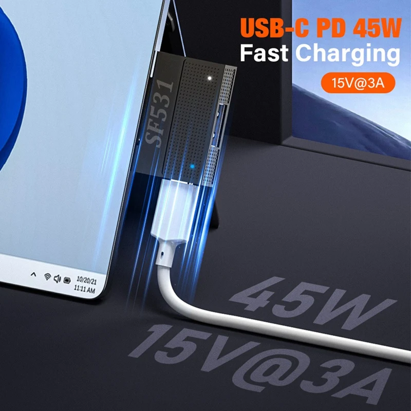 45W PD Magnetic Fast Charging Adapter Converter For Microsoft Surface Pro X 8 7 6 5 4 3 Go Book USB Charger HUB