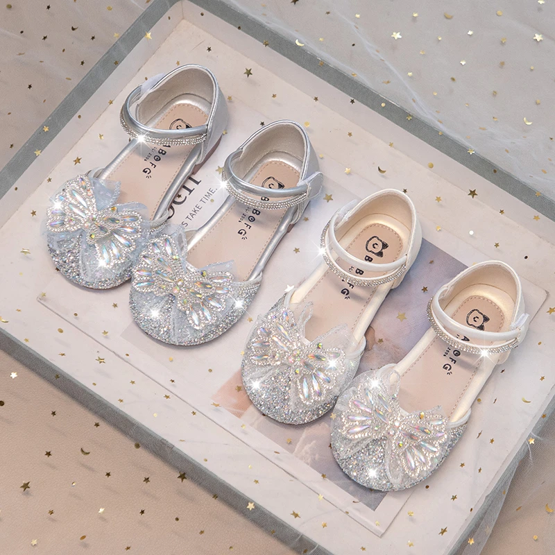 Toddler Girls Sparkly Sequins Sandals 2026 New Summer Kids Mary Jane Shoes Soft Sole Trendy Princess Girls School Party Wedding