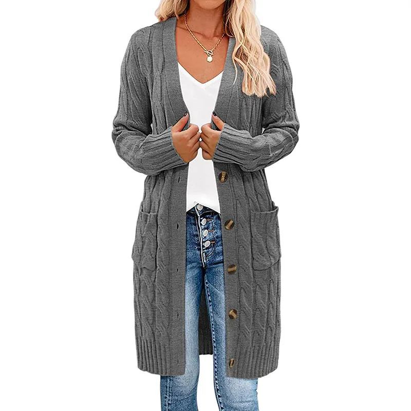 Women's Solid Color Simple Basic Casual Trendy Loose Long Sleeve Knitted Sweater Cardigans Autumn Winter New Fashion Female Coat