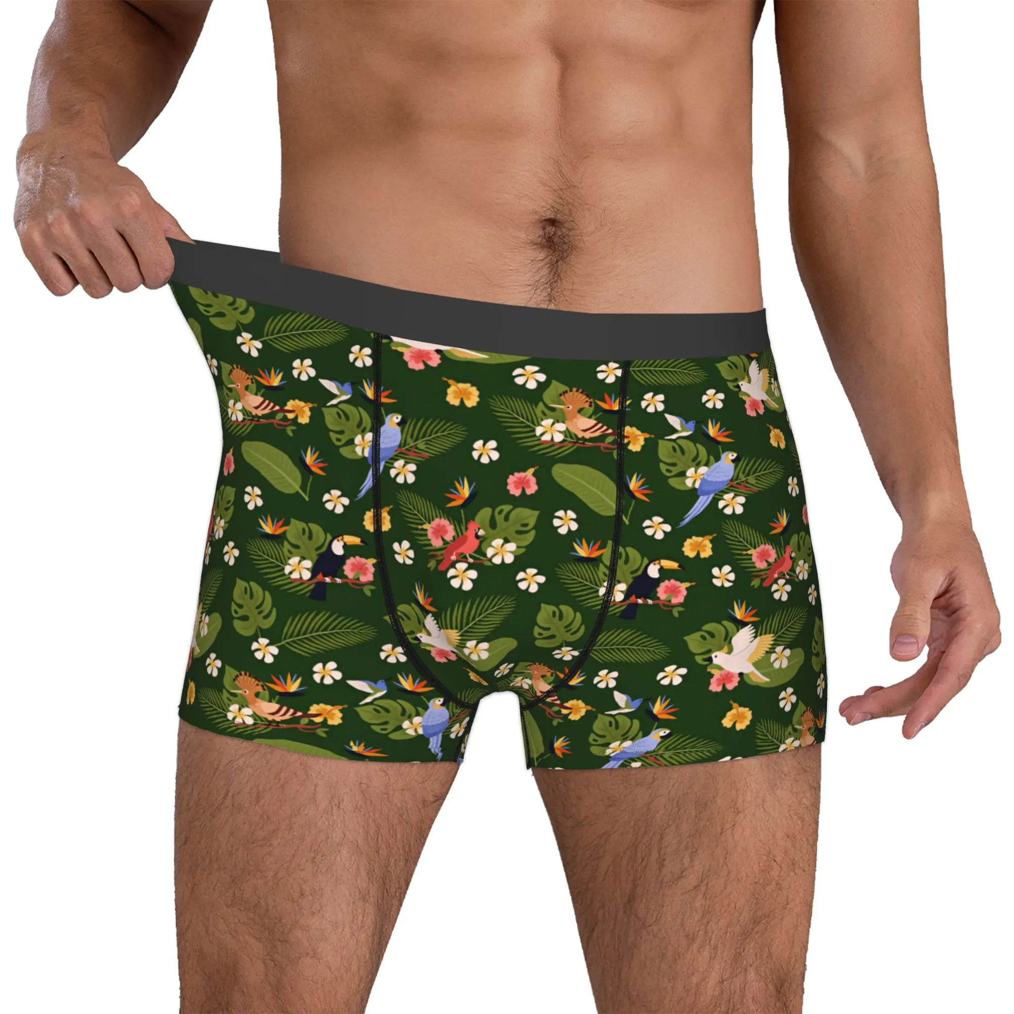 Hawaiian Style Parrot Tropical Seamless Pattern Boxer Shorts For Homme 3D Printed  Underwear Panties Briefs Soft Underpants