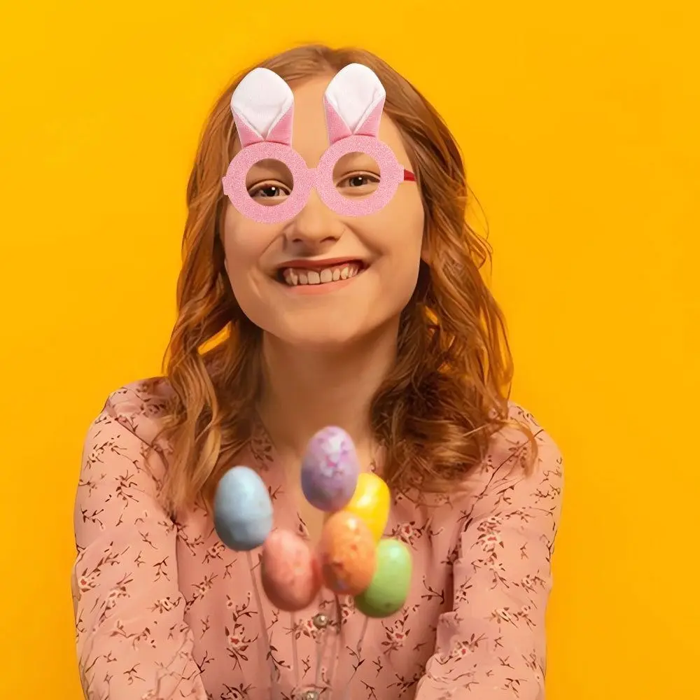 Children's Toys Cute Easter Glasses Frame Handmade Plush Easter Bunny Ears Glasses Exquisite Costume Eyeglasses Easter Supplies