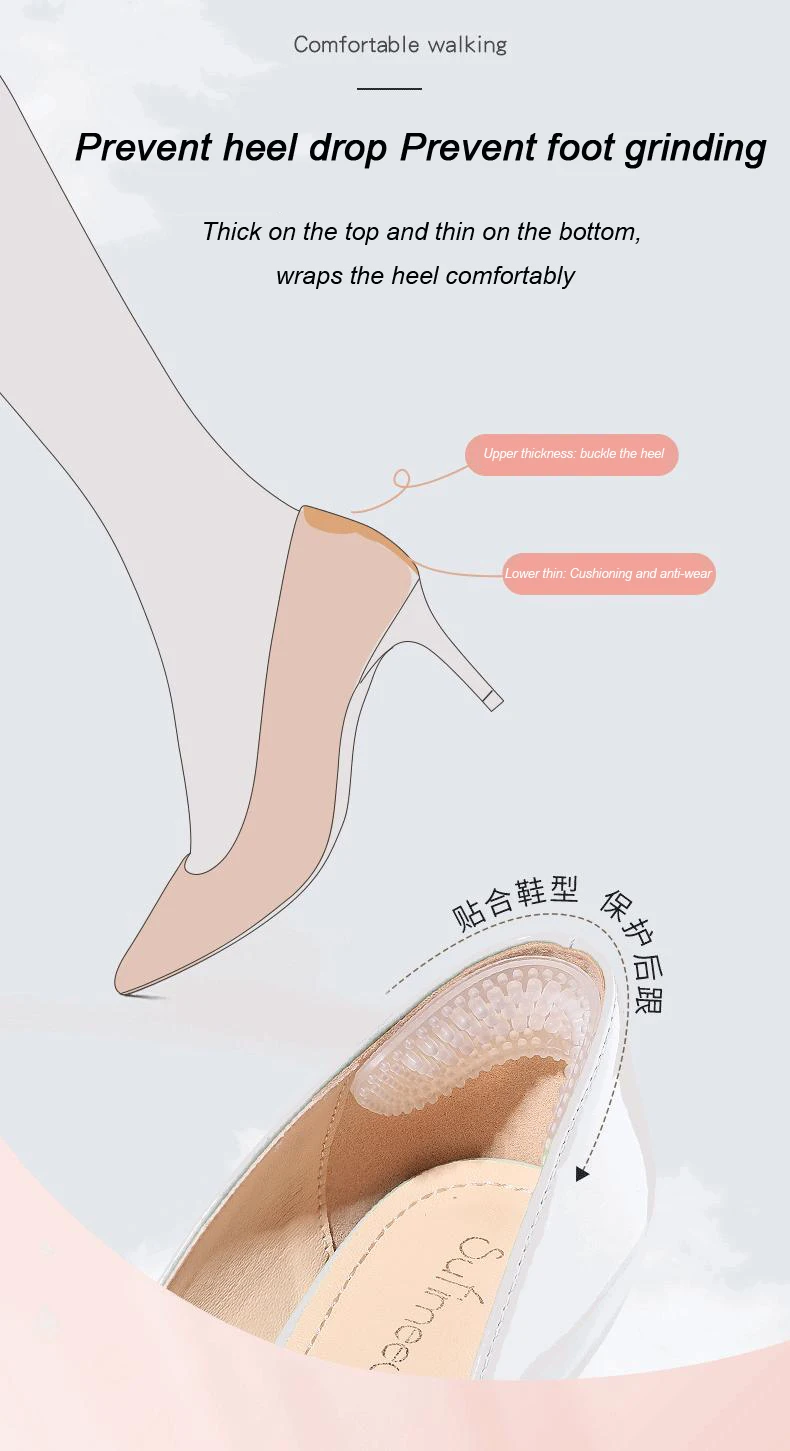 Verbesserte Silikon-Fersenpads, Fersen-Grip für Damen und Herren, Rutschfeste Fersenpolster, Rutschfeste Einlagen, Fußpflege, Fersenschutz – Detail 2